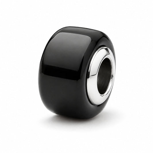 Black Mini Murano Glass Charm  S925 Sterling Silver