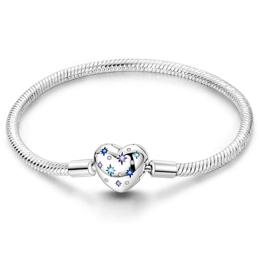 Colourful Stars Heart Clasp Charm Bracelet