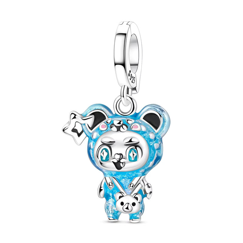 Blue Labubu Pendant Charm S925 Sterling Silver