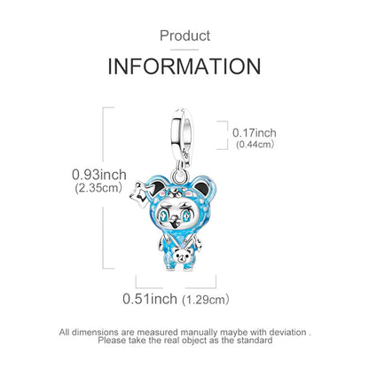 Blue Labubu Pendant Charm S925 Sterling Silver
