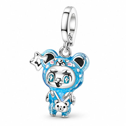 Blue Labubu Pendant Charm S925 Sterling Silver