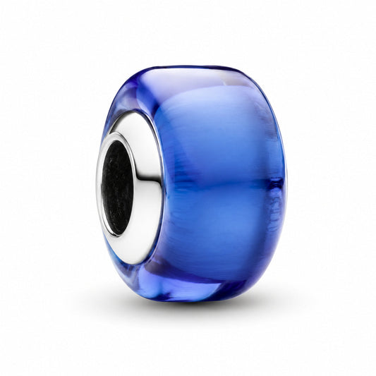 Blue Mini Murano Glass Charm  S925 Sterling Silver
