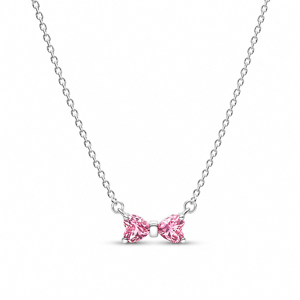 Pink Bow Necklace Pendant S925 Sterling Silver