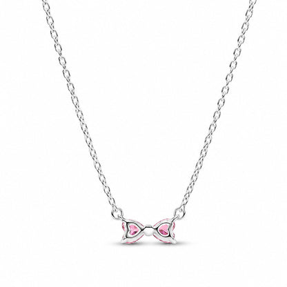 Pink Bow Necklace Pendant S925 Sterling Silver