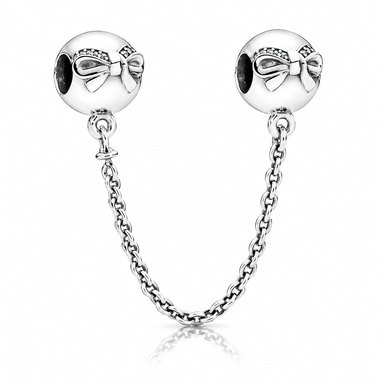 Bow Safety Chain Charm S925 Sterling Silver