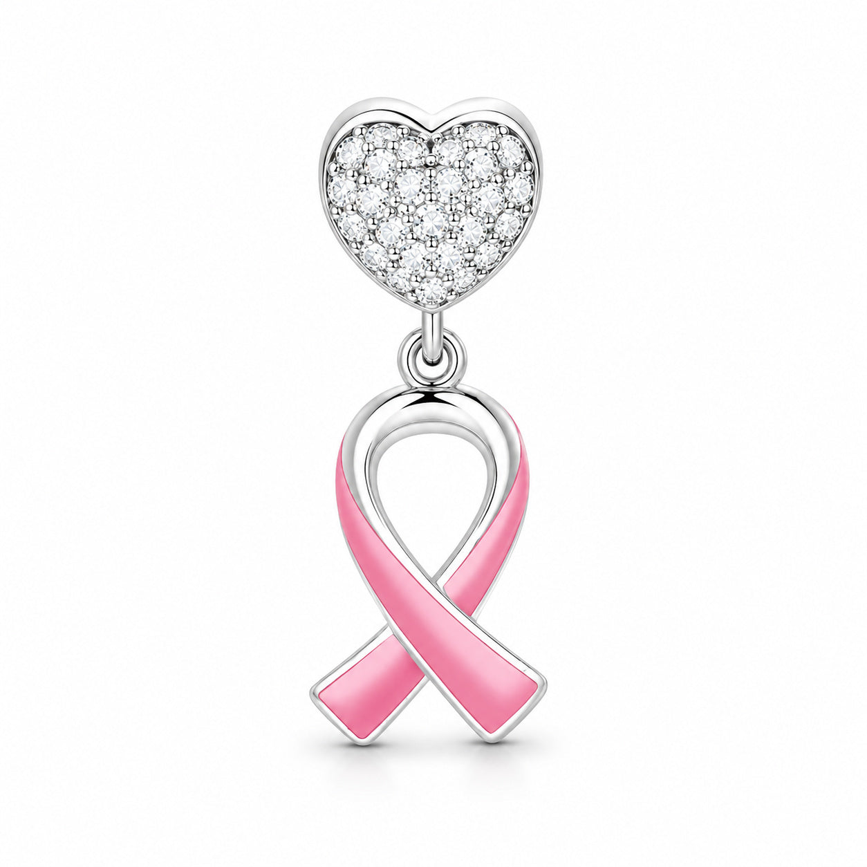 Pink Ribbon Awareness Charm Hallmarked S925 Sterling Silver