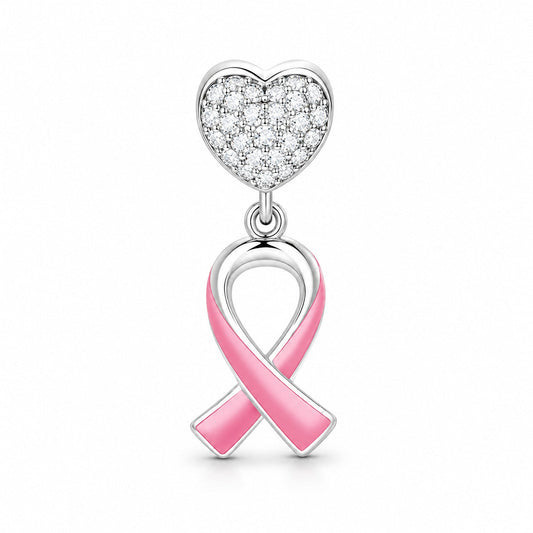 Pink Ribbon Awareness Charm S925 Sterling Silver