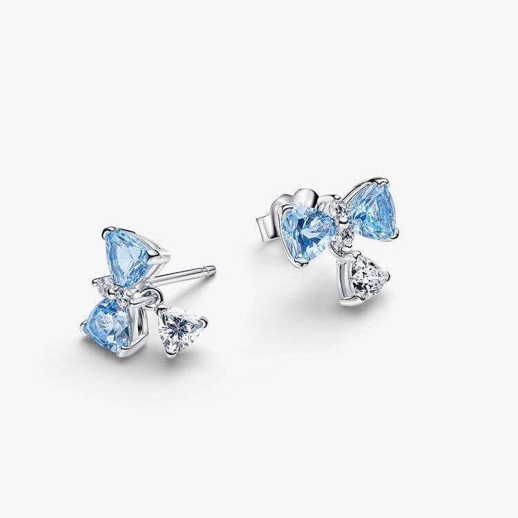 Bridgerton Blue Bow Sterling Silver Stud  Earrings
