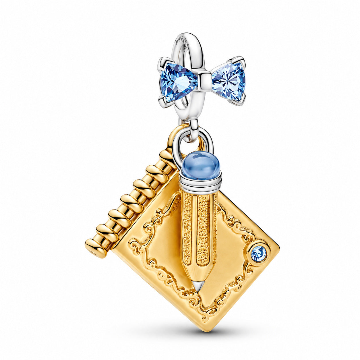 Bridgerton Dance Card & Pencil Dangle Charm S925 Sterling Silver