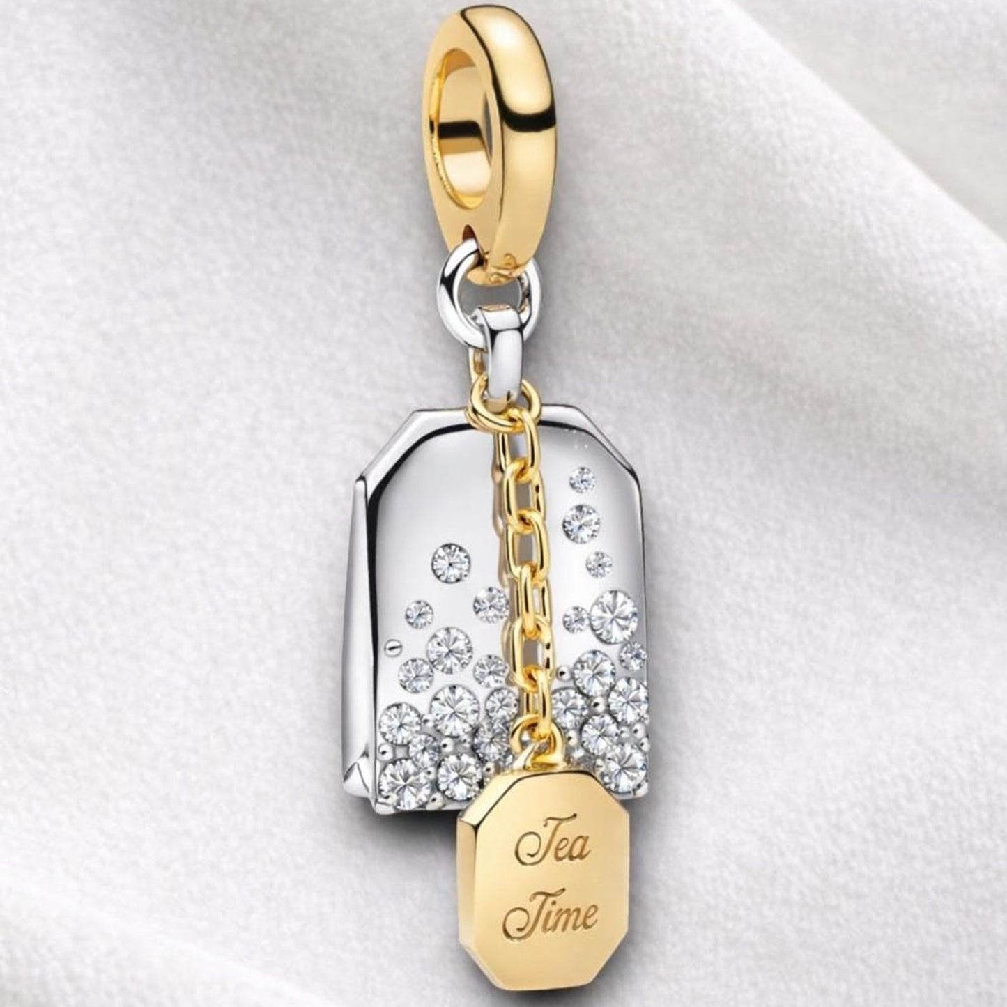 Bridgerton Tea Bag Dangle Charm S925 Sterling Silver