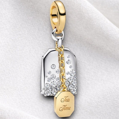 Bridgerton Tea Bag Dangle Charm S925 Sterling Silver