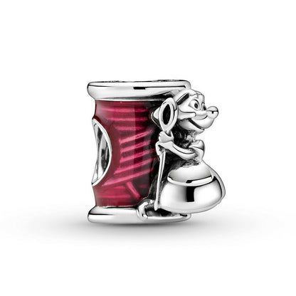 Disney Cinderella Suzy Mouse Needle & Thread Charm S925 Sterling Silver