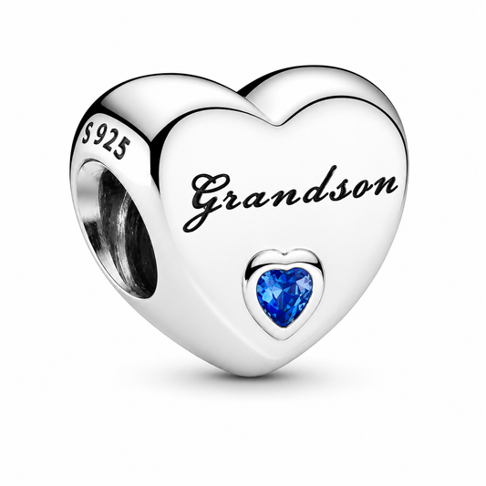Grandson Heart Charm S925 Sterling Silver