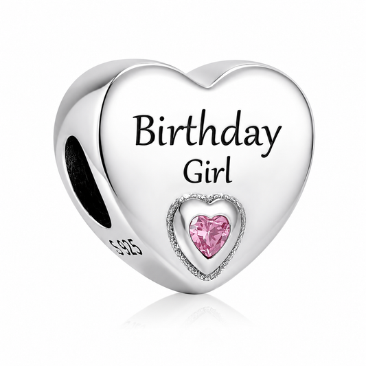 Birthday Girl Heart Charm S925 Sterling Silver