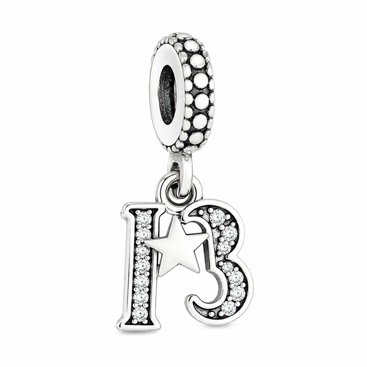 13th Birthday Dangle Charm S925 Sterling Silver