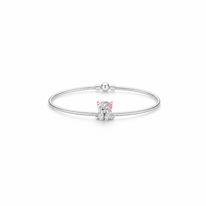 Pink Bow Highland Cow Charm S925 Sterling Silver