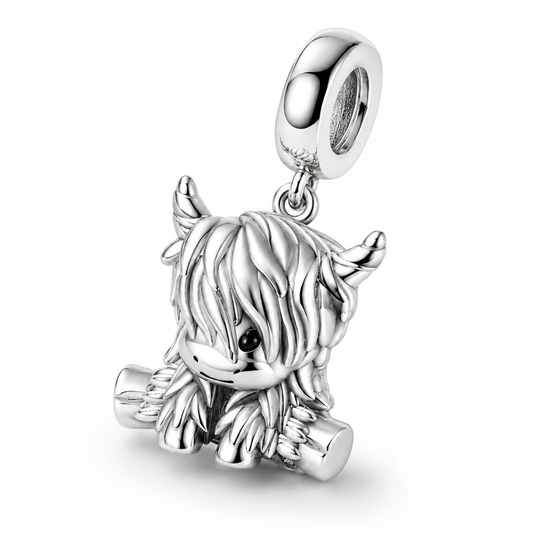 Highland Cow Dangle Charm S925 Sterling Silver