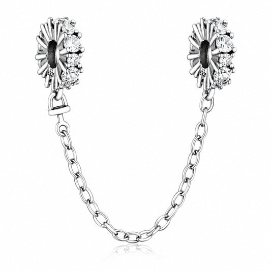 Clear Sparkle Safety Chain Charm  S925 Sterling Silver