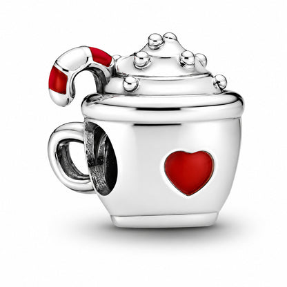 Cocoa & Candy Cane Charm  S925 Sterling Silver