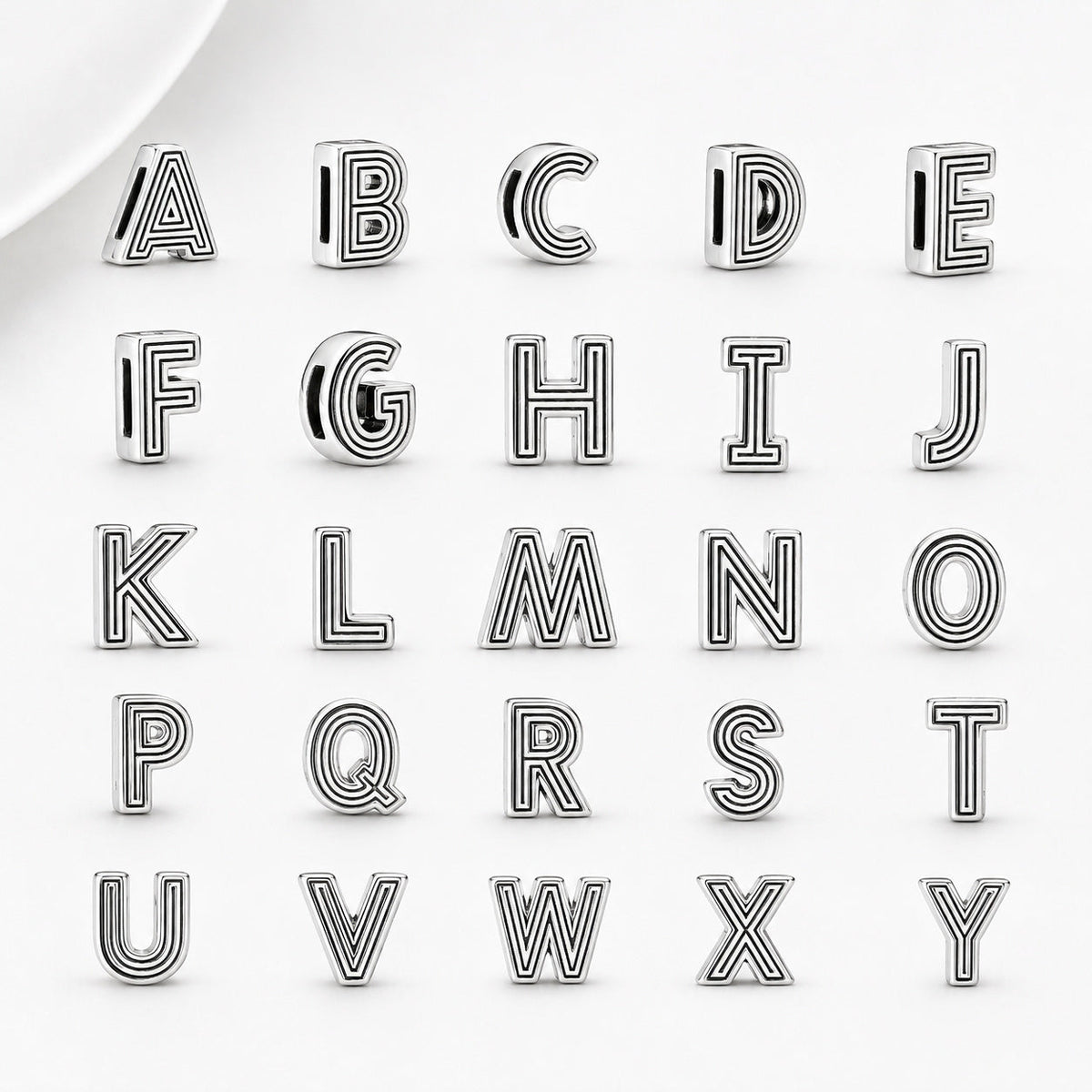 S925 Reflexion Alphabets A to Z Sterling Silver Charm Collection