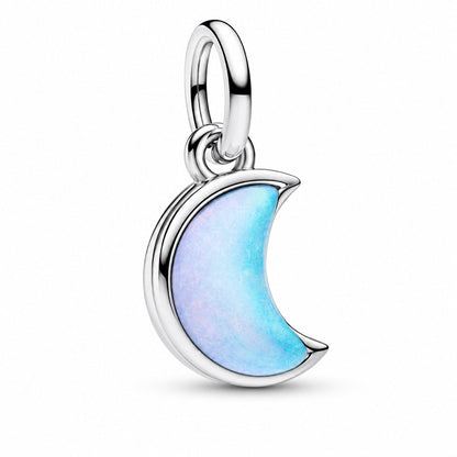 Crescent Moon Double Dangle Charm  S925 Sterling Silver