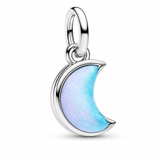 Crescent Moon Double Dangle Charm  S925 Sterling Silver