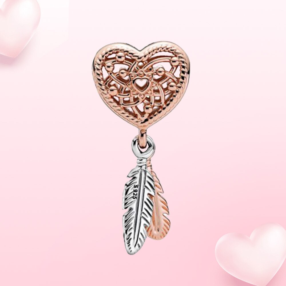 Two Feather Dreamcatcher Charm S925 Sterling Silver