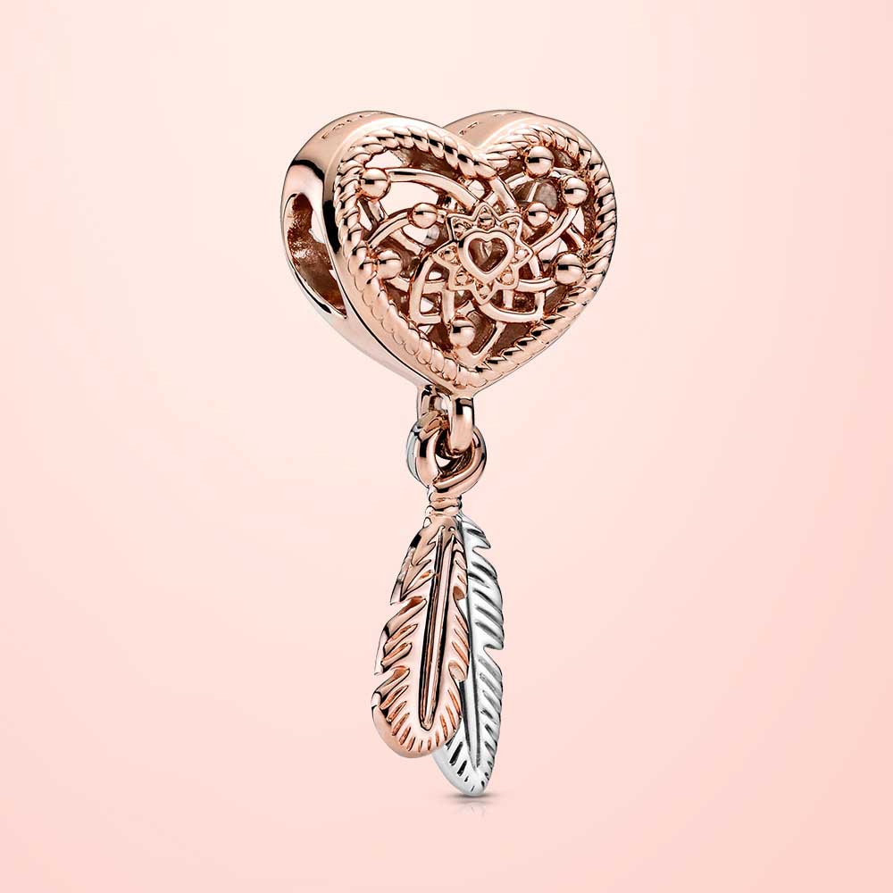 Two Feather Dreamcatcher Charm S925 Sterling Silver