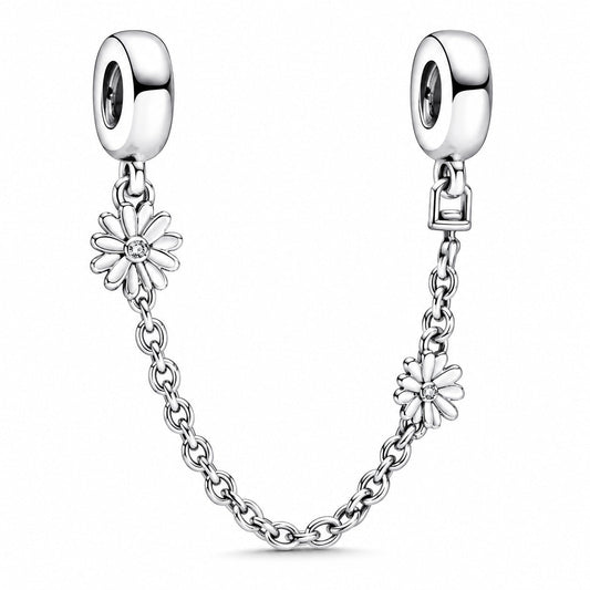 Daisy Safety Chain Charm S925 Sterling Silver