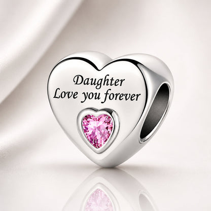 Daughter Love You Forever Heart Charm S925 Sterling Silver