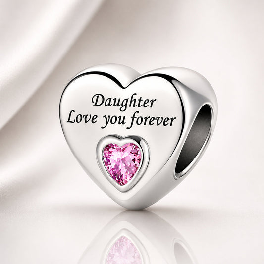 Daughter Love You Forever Heart Charm S925 Sterling Silver