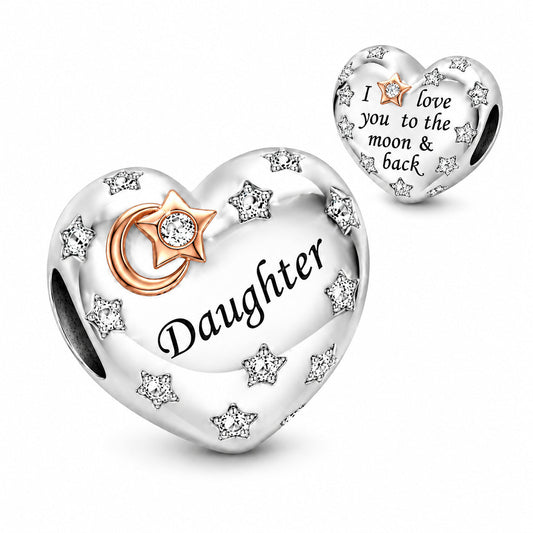 Daughter Charm I Love You To The Moon & Back Charm S925 Sterling Silver