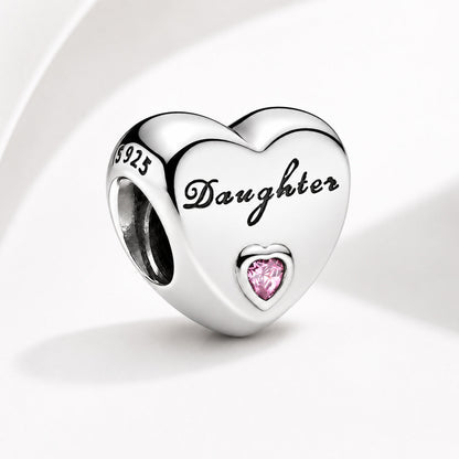 Family Hearts Bracelet Charm  S925 Sterling Silver