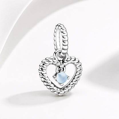 Birthstone Heart Months Dangle Silver Charm S925 Sterling Silver Charms Collection