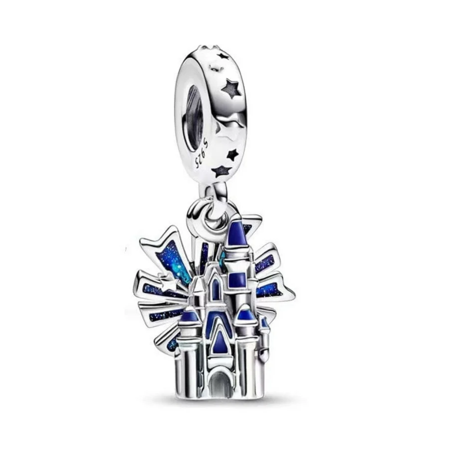 Disney Castle and Fireworks Dangle Charm S925 Sterling Silver