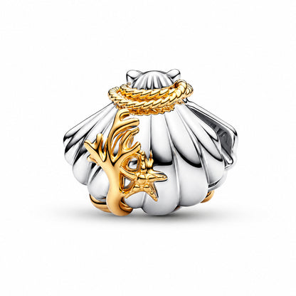 Disney Princesses Ariel Shell Two-Tone Charm  S925 Sterling Silver