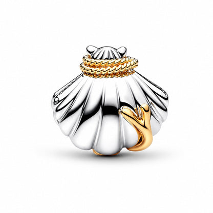 Disney Princesses Ariel Shell Two-Tone Charm  S925 Sterling Silver