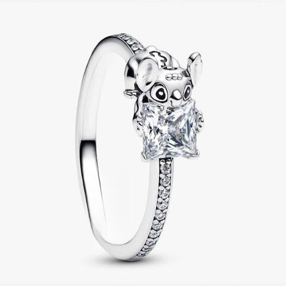 Disney Stitch & Clear Stone Sterling Silver Ring