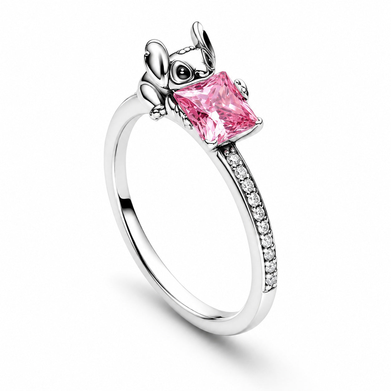 Disney Stitch & Pink Stone Ring Stone S925 Sterling Silver
