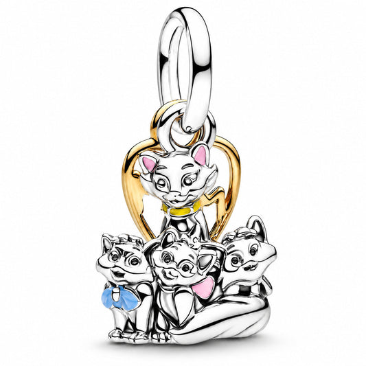 Disney Two Tone Aristocats Mum Dangle Charm S925 Sterling Silver