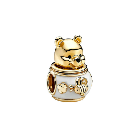 Disney Winnie the Pooh Golden Honey Pot Charm  S925 Sterling Silver