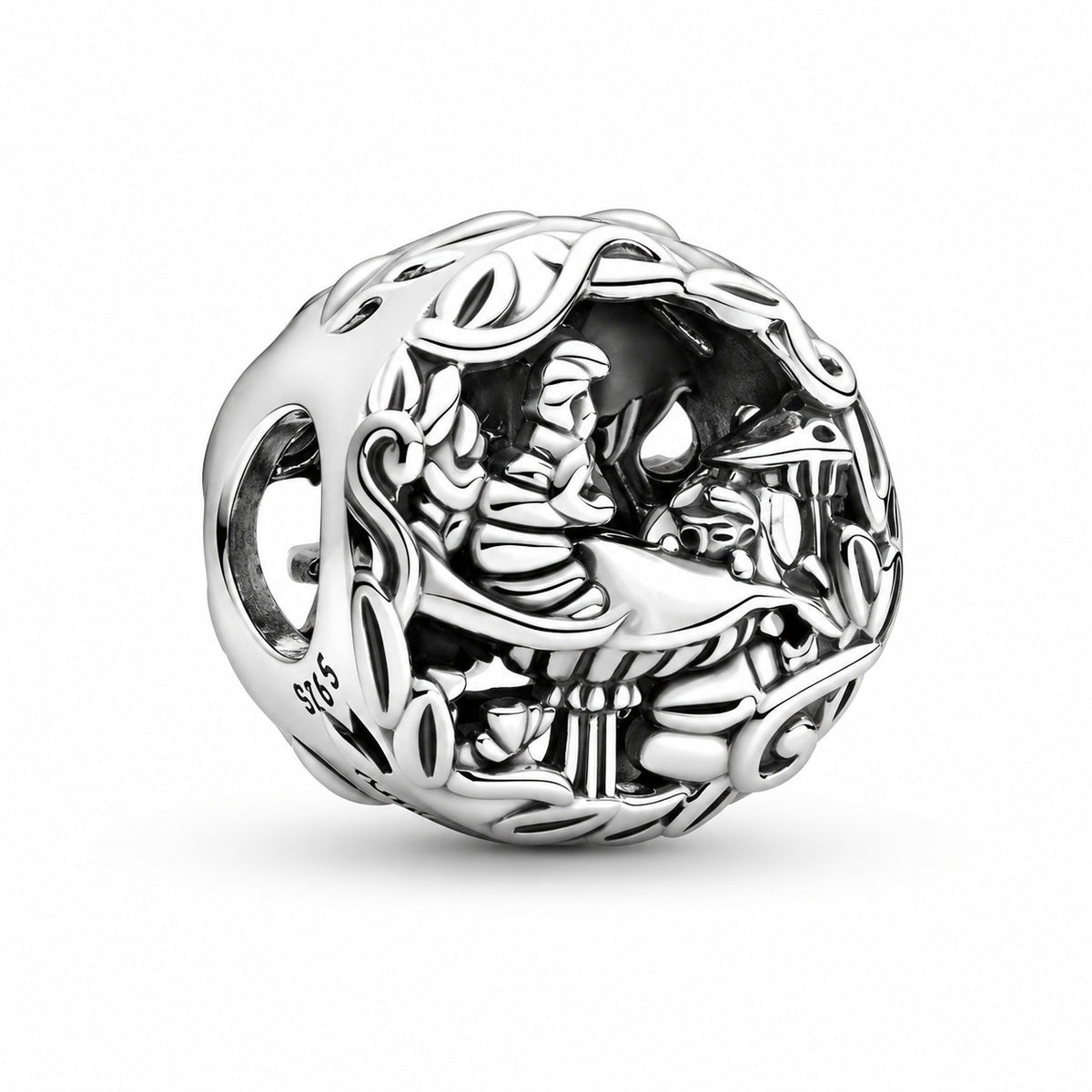 Disney Alice in Wonderland Cheshire Cat & Absolem Caterpillar Charm  S925 Sterling Silver