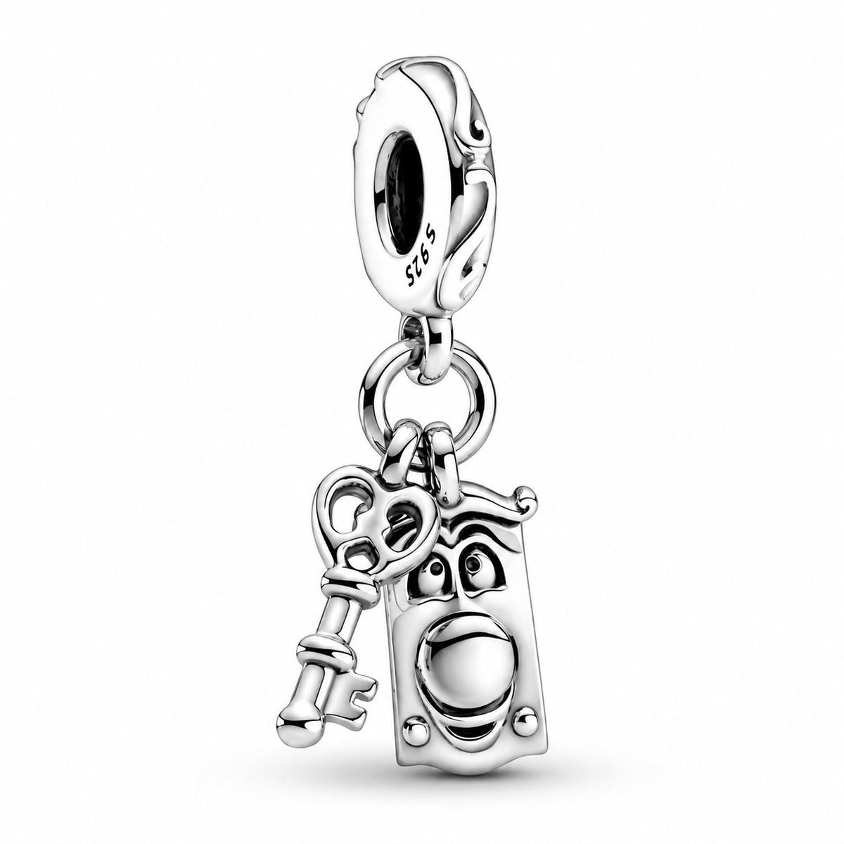 Disney Alice in Wonderland Key & Door Knob Dangle Charm  S925 Sterling Silver