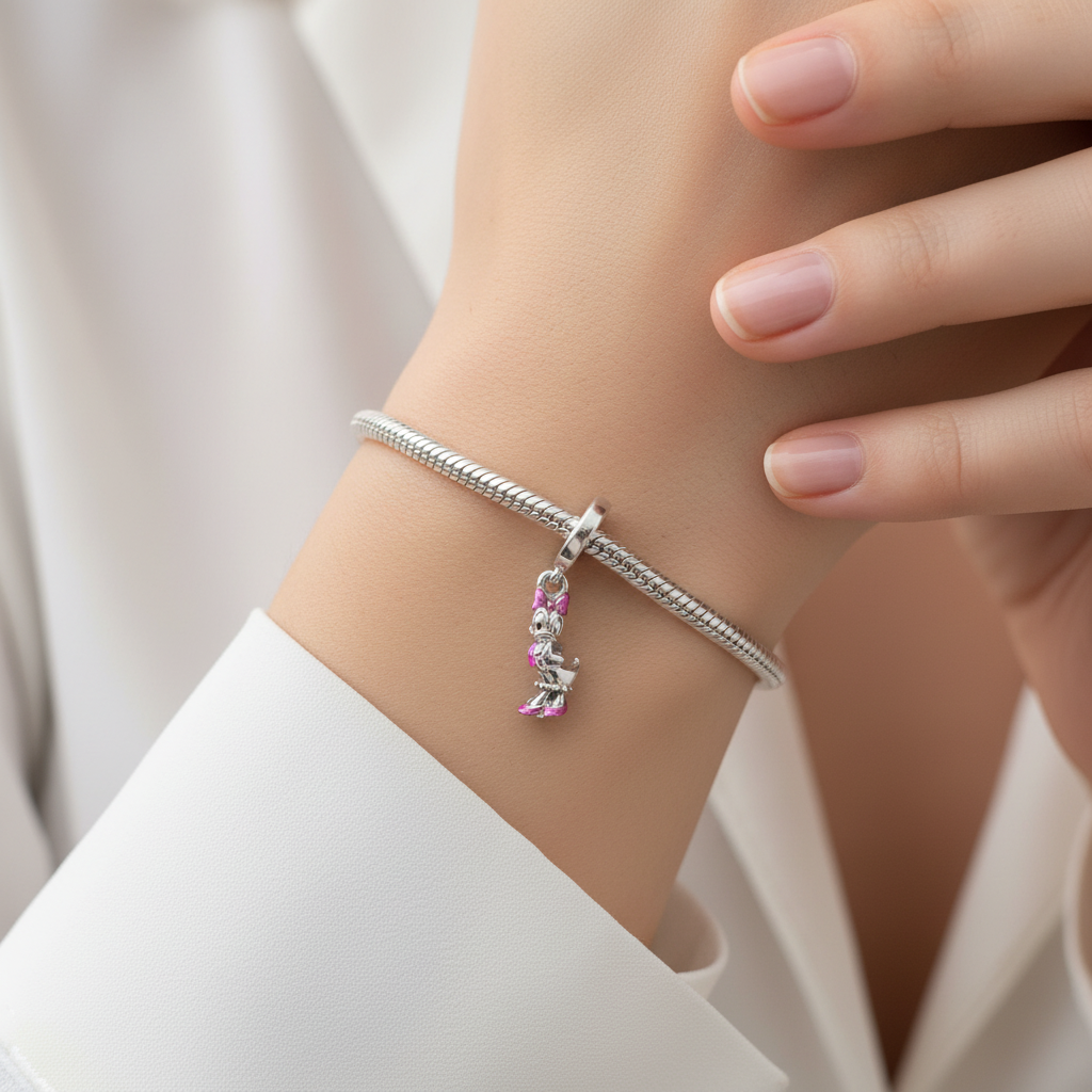 Disney Daisy Duck Dangle Charm S925 Sterling Silver