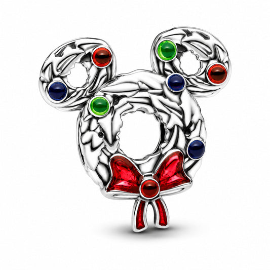 Disney Mickey Mouse Wreath Charm S925 Sterling Silver