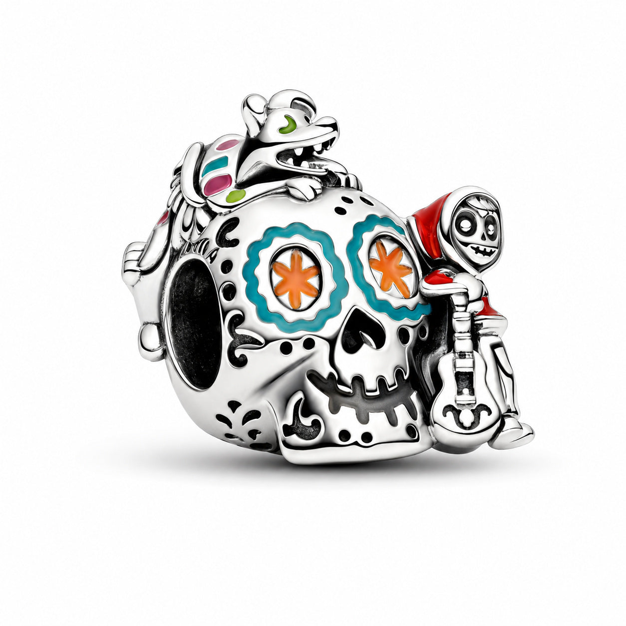 Disney Pixar Coco Miguel & Dante Skull Glow-in-the-dark Charm S925 Sterling Silver