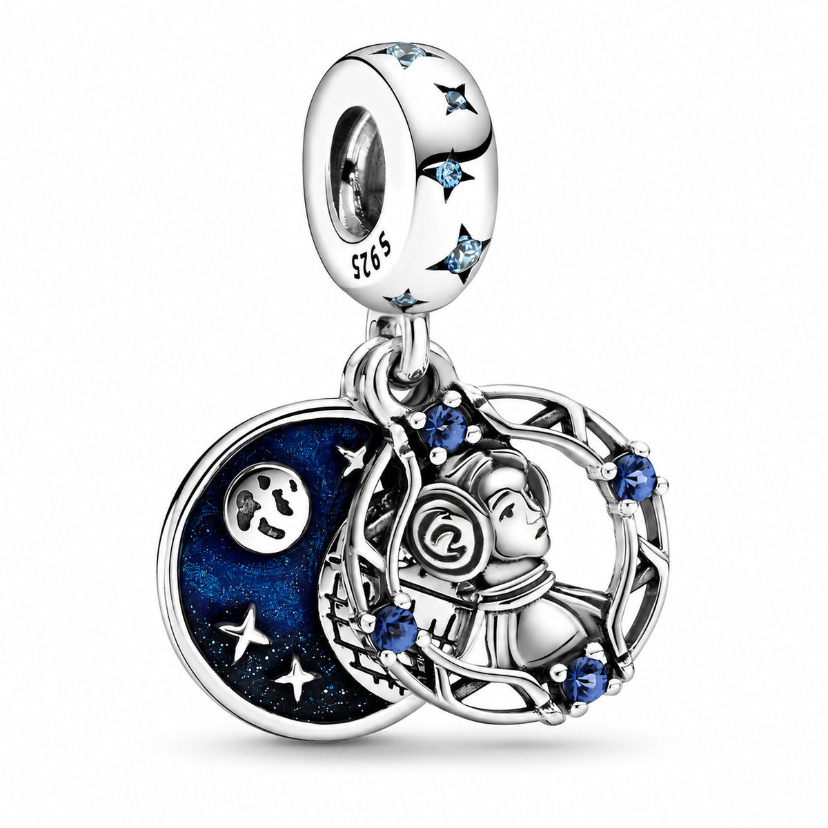 Disney Star War Princess Leia Double Dangle Charm  S925 Sterling Silver