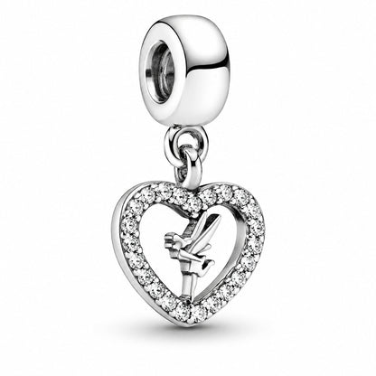 Disney Tinkerbell Heart Dangle Charm S925 Sterling Silver