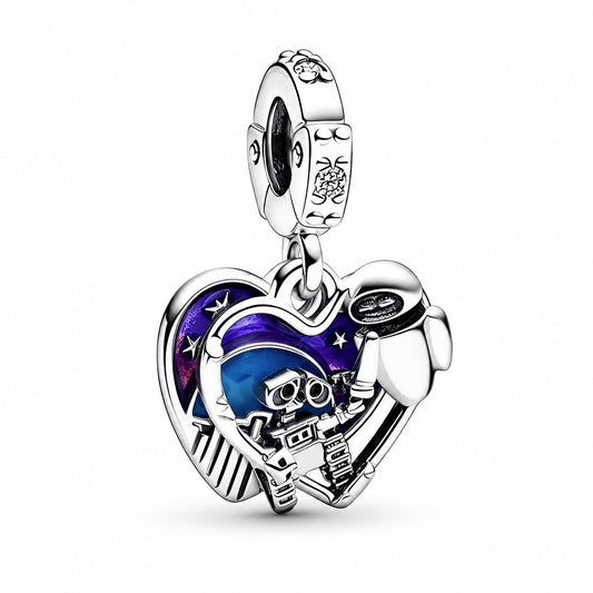 Disney Wall-E & Eve Glow in the Dark Dangle Charm  S925 Sterling Silver