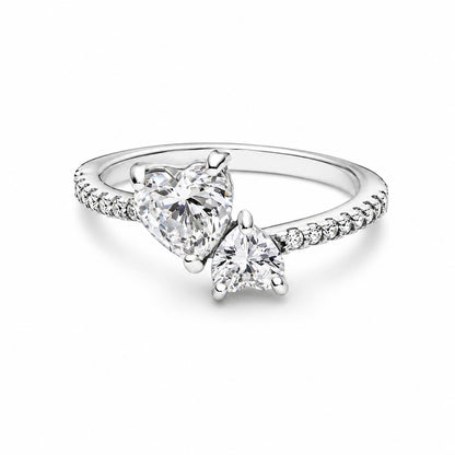 Double Heart Sparkling Ring S925 Sterling Silver